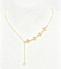 Gold Hollow Star Y Drop Necklace, Waterproof Non Tarnish 316L Stainless Steel Lariat Star Pendant Necklace Dainty Adjustable Bead Chain Jewelry Gift for Women